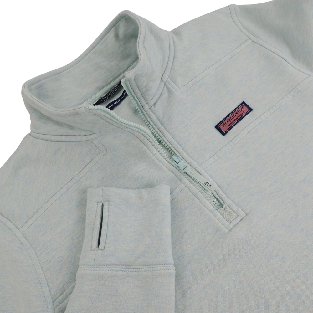 Vineyard Vines Shep Shirt Womens XL Light Blue Quarter Zip Pullover Thumbholes